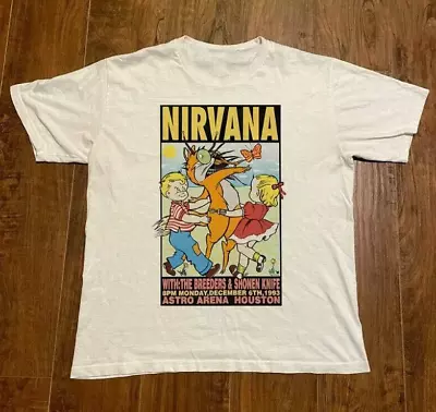 NIRVANA 90's Vintage Concert Tour White T-Shirt For Music Fans • $13.99