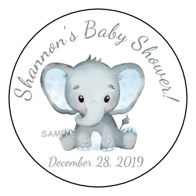 30 Boy Baby Shower Party Stickers Favors Labels Tags 1.5  Cute Elephant Blue • $4.99