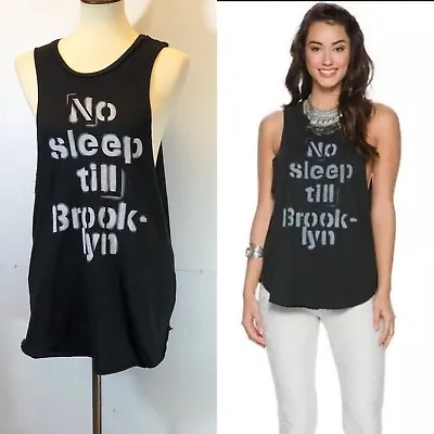 Swell Women's No Sleep Till Brooklyn Cotton Muscle Tee Black Size S M L • $16.19