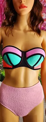 Ocean Pacific M Eye Catching Neon Strapless Bikini Top • £9.64