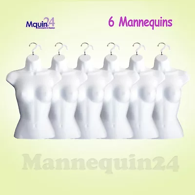 $107.25 • Buy Female Torso Dress Form Mannequins - 6 Pack White + 6 Hooks For Hanging 
