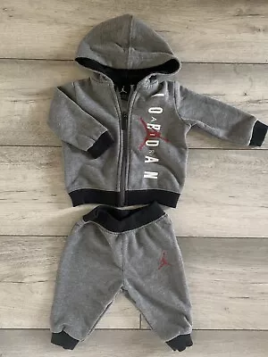 Jordan Nike Baby Boy Grey Soft Cotton Tracksuit Hoodie Sweatshirt Set 6-9 Months • £4.99