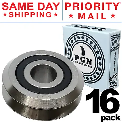 $60.16 • Buy RM2-2RS 3/8  Premium Rubber Sealed V W Groove Roller Ball Bearing V-Guide 16 QTY