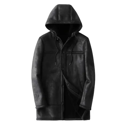 Fur One-piece Mens Mid-length Coat Fur Coat Sheep Sheared Genuine Leather Jacket • $200.19