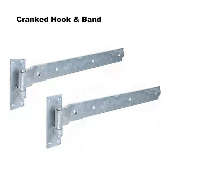 16  Gate Cranked Hook & Band Hinges Heavy Duty Stable Garage Shed Barn Door D30 • £8.76