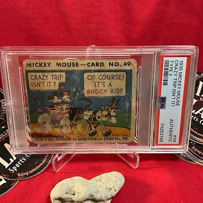 1935 Mickey Mouse Gum Card Type II Crazy Trip Isnt It #49 Walt Disney PSA  Auth • $99.99