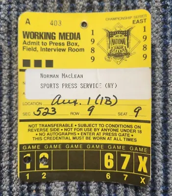 1989 NLCS WORKING MEDIA PRESS PASS TICKET Chicago Cubs Host SF GIANTS At Wrigley • $19.89