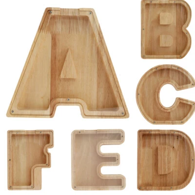 Letter Money Jar Wooden Money Bank W/Transparent Window Letter Coin Box OkXzj • $17.69