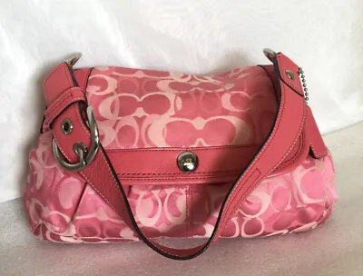 Large COACH Pink Leather/Canvas Hobo/Shoulder Bag / Handbag Made In Vietnam • $129