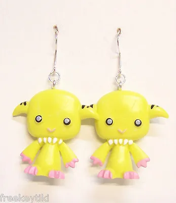Harajuku Japan The Gooli Monsters Yellow Shummi Mini Art Toys 2  Dangle Earrings • $7.95