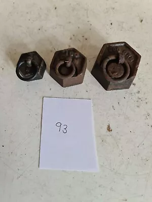 £19.99 • Buy Set Of 3 Ring Vintage Metric Cast Iron Hexagonal Weights 500g 100g 50g Balanced