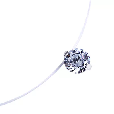  Fashion 0.6cm Zircon Pendant Necklace Invisible Fishing Line Necklace For Women • £6.69