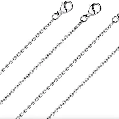 $3.59 • Buy Silver Cable Chain 2mm Stainless Steel Classic Necklace 45-60CM Pendants Charms