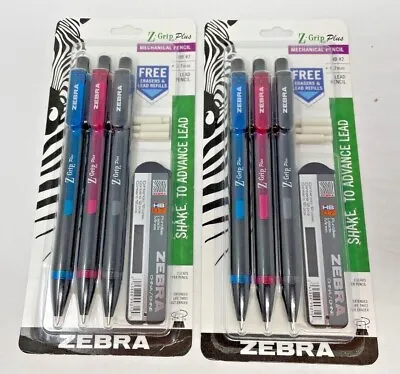 Lot Of 2 Zebra Z-Grip Plus Mechanical Pencil 0.7mm Blue. Red. Black. 6 TOTAL  • $11.25