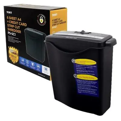 £44.45 • Buy Electric Shredder Texet PSSC1 6 Sheet A4 & Credit Card Strip Cut 1 Year Warranty