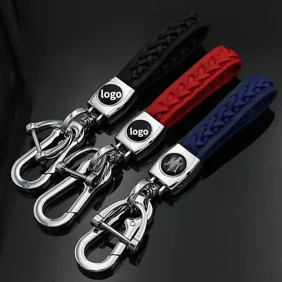 Men Women Belt Loops Cow Leather Strap Keyring Car Logo Key Chain Ring Key Fob • $4.68