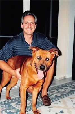 1990s Original Color Photo 4x6 Man Brown Pet Dog Portrait D35 #44 • $3.50