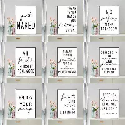 Bathroom Toilet Typography Prints Minimalist Funny Humor Art Poster Decor A4 A5 • £4.39