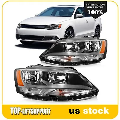 Headlights Assembly For 2011-2018 Volkswagen Jetta Sedan MK6 Black Housing Pair • $100.88