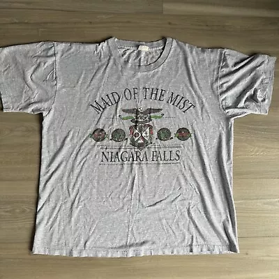 VTG Maid Of The Mist T-Shirt Mens XL Niagara Falls Vintage Gray Striped • $19.99