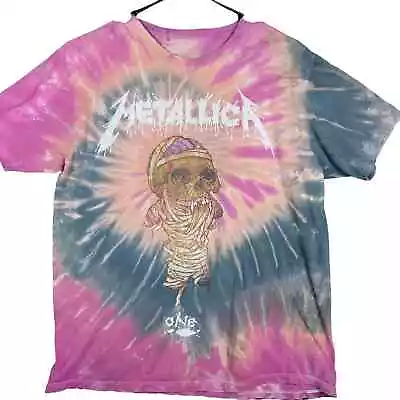 Metallica Mens Shirt Multicolor Tye Dye Band Tee Short Sleeve Stretch Large • $20