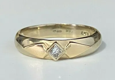 18K Solid Yellow Gold & Princess Cut Diamond Band Ring Size N 1/2  -  6 3/4 • $578
