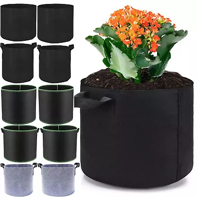 5/10Pack 1 2 3 5 7 10 Gallon Plant Grow Bags Fabric Pots 300G Thickened Nonwoven • $15.49