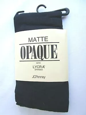 VTG 80s..MATTE..OPAQUE..NAVY BLUE..TIGHTS..w LYCRA SPANDEX..NEW..USA..XTALL • $12.99