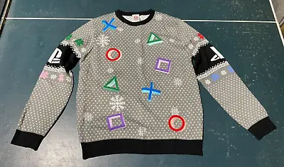 $24.95 • Buy Sony PlayStation Symbols Ugly Christmas Sweater Pullover US Small Great Gift!