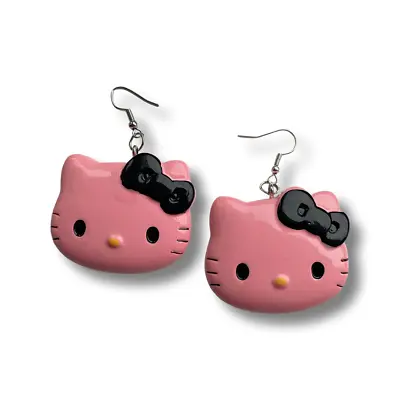 £5.99 • Buy Hello Kitty Pink Bow XL  Giant Kawaii Earrings Harajuku KPOP Hipster Black NEW