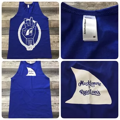 American Apparel Tank Top Men M Blue USA Made Macklemore Ryan Lewis Shark Lot 3 • $19.99