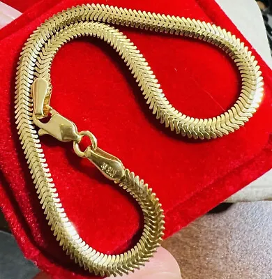 18K 18CT Saudi Real Gold Snake Unisex Bracelet 8” Long 4mm 5.4g • £616.13