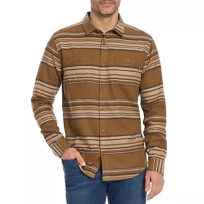 HURLEY Men's Bronzed Brown Brushed Flannel Long Sleeve Button Up Shirt • $16.95