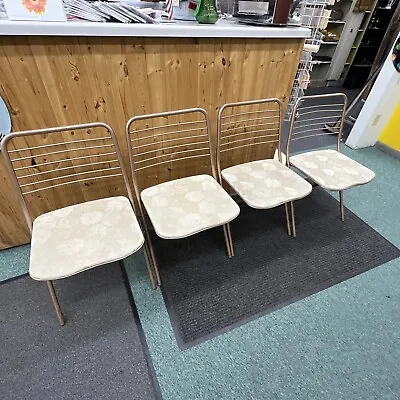 Vintage Set Of 4  Cosco Mid Century Mod Atomic Folding Chairs Flower Stylaire • $399