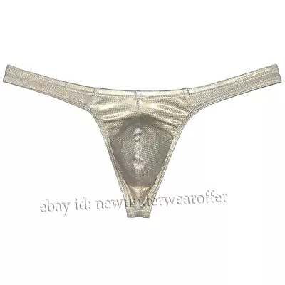 Men's Shiny Metallic Thong Underwear Soft & Stretch Classics T-back Pouch Tangas • $7.53