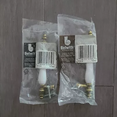 $9.99 • Buy 2 BELWITH Pull For Cabinet/Drawer Kitchen/Bathroom Porcelain & Antique Brass