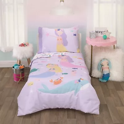 Mermaids And Dolphins 4 Piece Toddler Or Crib Sized Bedding Quilt Set • $33.95