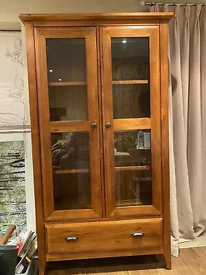 £150 • Buy Solid Wood Display Cabinet With Glass Doors And Shelves And Light