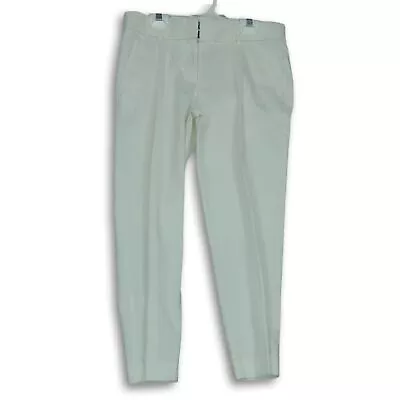 J. Crew Womens White Flat Front Pockets Stretch Skimmer Cropped Pants Size 2 • $19.99