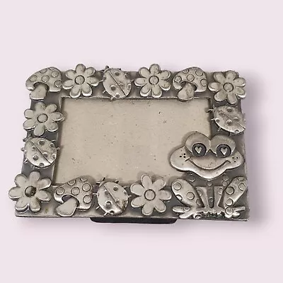 Frog Daisies Photo Frame Kitsch  Vintage Mushrooms Ladybirds Silver Metal Retro  • £13.96