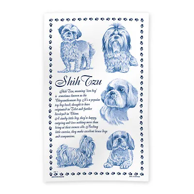 £7.99 • Buy 100% Cotton Printed Tea Towel - Various Dogs Shih-Tzu Pet Canine Gift Present