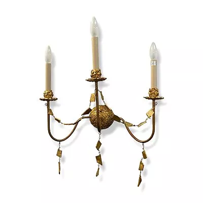 $535 Lucas + McKearn Gold Leafed Mosaic Flambeau 3-Light Wall Sconce • $171.18