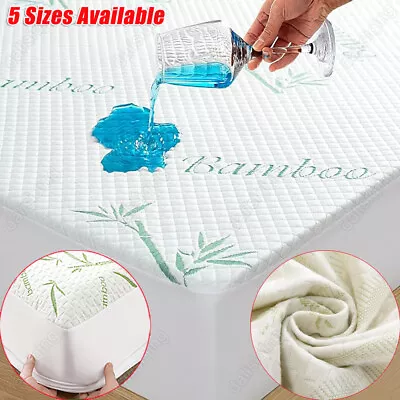 Bamboo Mattress Protector Hypoallergenic & Breathable Waterproof Mattress Cover • $17.89