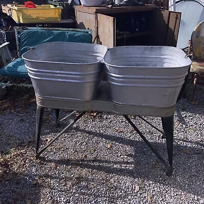 Vintage Galvanized Metal Double Wash Tub Local Pick Up • $233.75