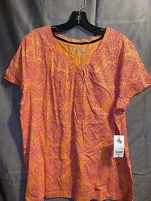 Made For Life Women's 1X Orange Quick Dri Shirt Top Short Sleeve V Neck NEW • $8.75