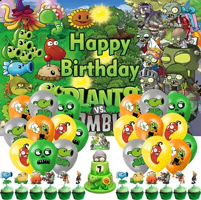 Plants Vs Zombies Birthday Decor Party Supplies Set Balloons Cake Toppers Banner • $25