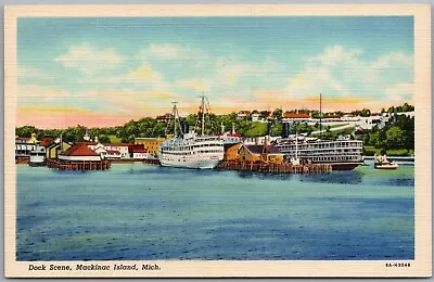 Dock Scene Mackinac Island Michigan Postcard D907 • $4.99