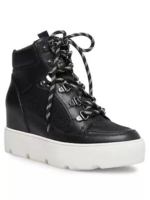 MADDEN GIRL Womens Black 1.5  Platform Negan Toe Wedge Athletic Sneakers 8 M • $23.99