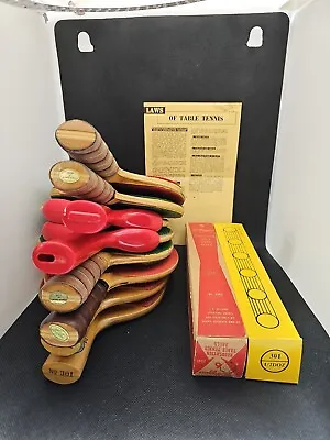 Ping Pong Paddles Vintage RedBlueGreen And Table Tennis Balls Lot Of 8  • $55