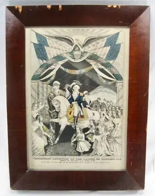 Washingtons Reception By Ladies Framed Print Lithograph N Currier Antique (O2) 1 • $324.99